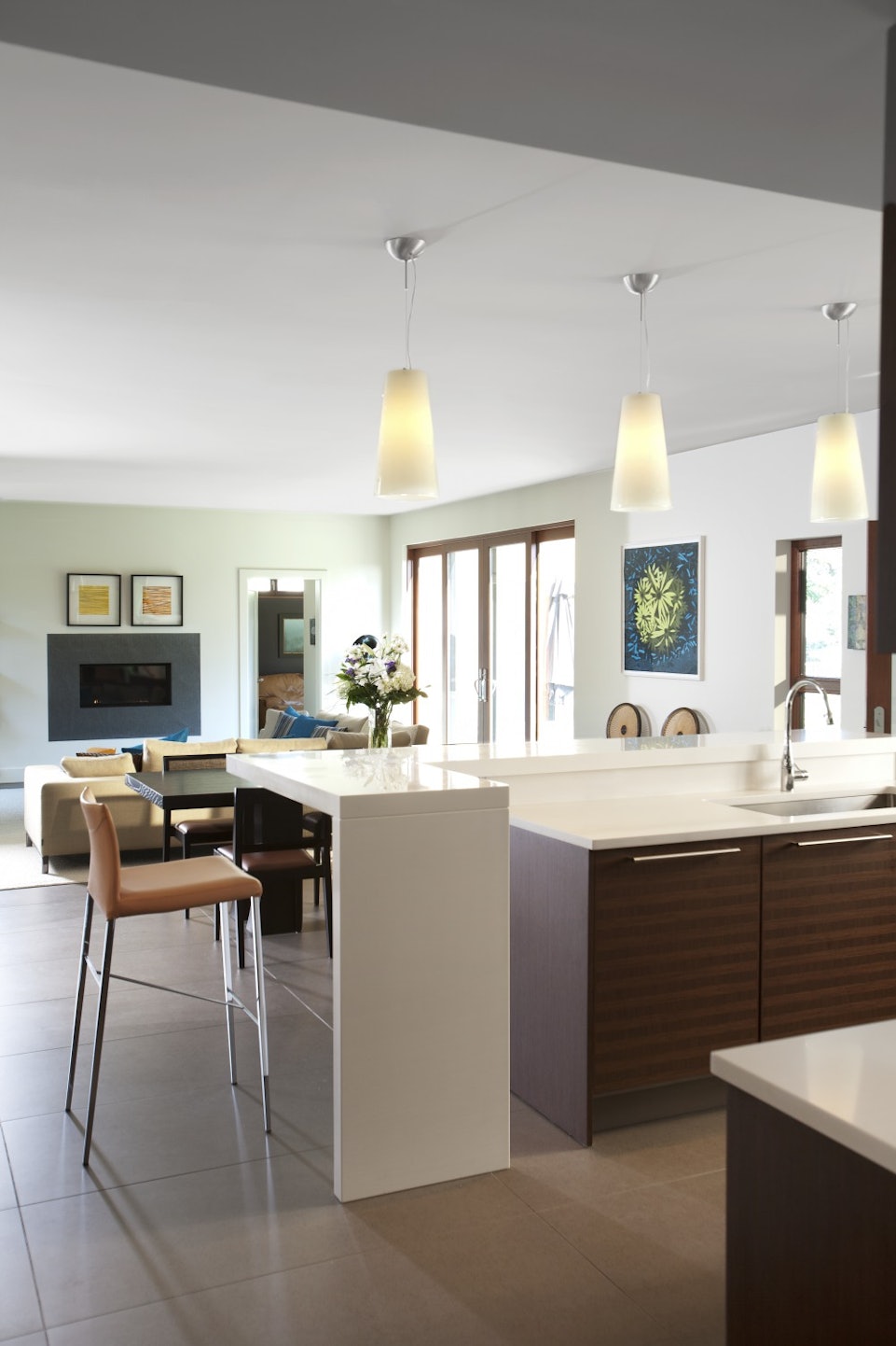 Luxury Modern Kitchen with Fireplace